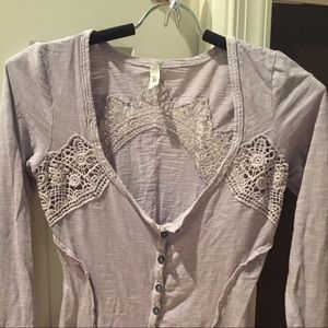 Free People Long Sleeve Top Lace Thermal